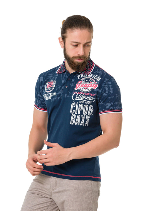 CT738 Patterned Polo Neck T-Shirt