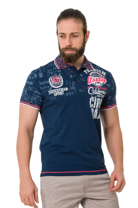 CT738 Patterned Polo Neck T-Shirt