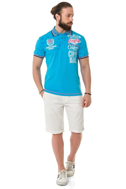 CT738 Patterned Polo Neck T-Shirt