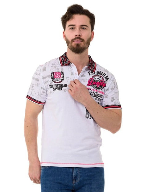 CT738 Patterned Polo Neck T-Shirt