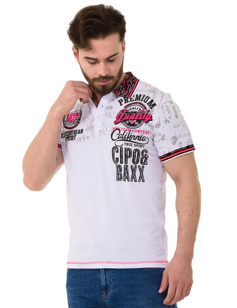 CT738 Patterned Polo Neck T-Shirt