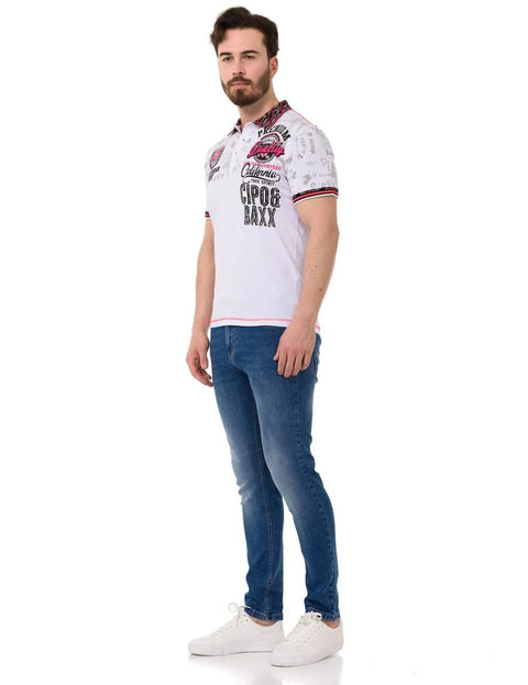 CT738 Patterned Polo Neck T-Shirt