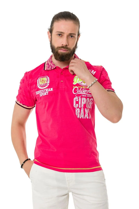 CT738 Patterned Polo Neck T-Shirt