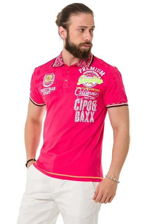 CT738 Patterned Polo Neck T-Shirt