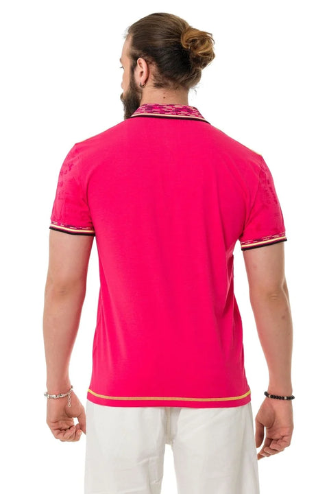 CT738 Patterned Polo Neck T-Shirt