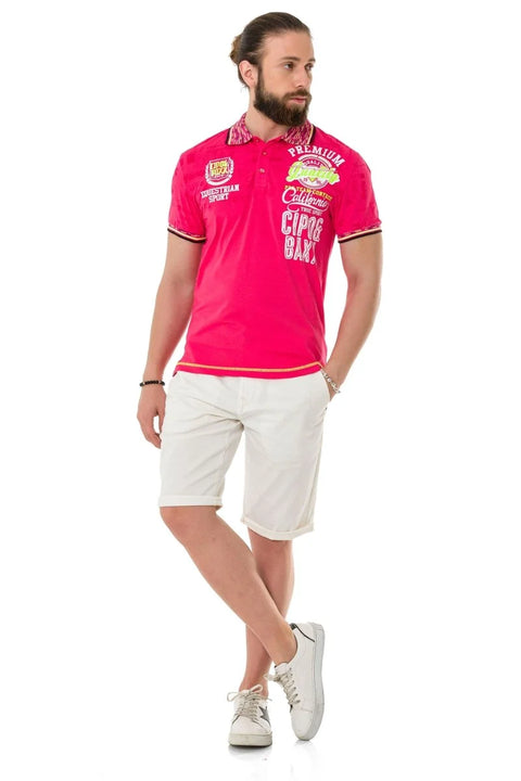 CT738 Patterned Polo Neck T-Shirt