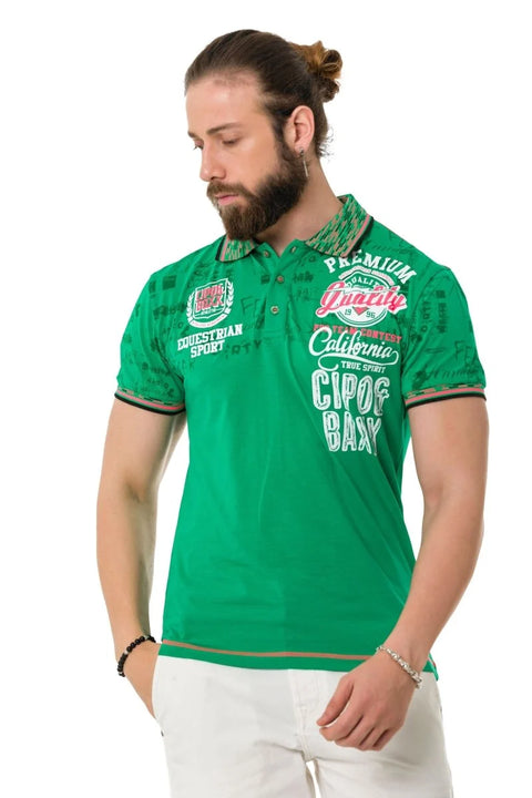 CT738 Patterned Polo Neck T-Shirt