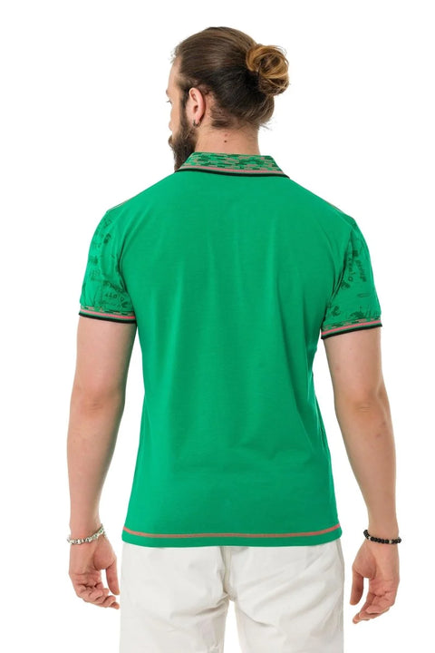 CT738 Patterned Polo Neck T-Shirt