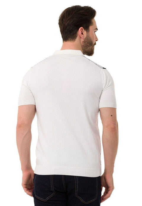 CT753 Diamond Patterned Knitwear Polo Neck T-Shirt