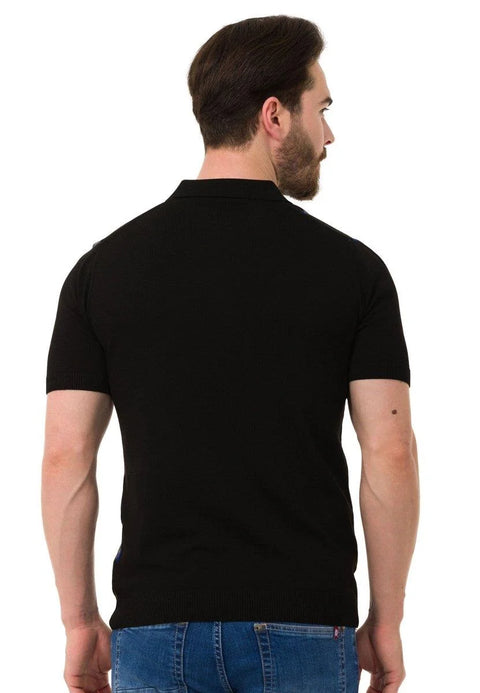 CT753 Diamond Patterned Knitwear Polo Neck T-Shirt