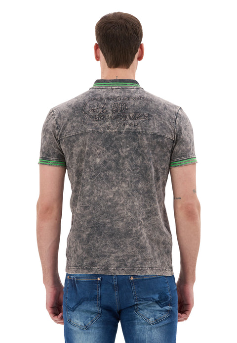 CT852 Men’s Polo T‑Shirt with Denim Look and Contrast Stitching