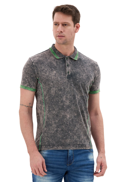 CT852 Men’s Polo T‑Shirt with Denim Look and Contrast Stitching