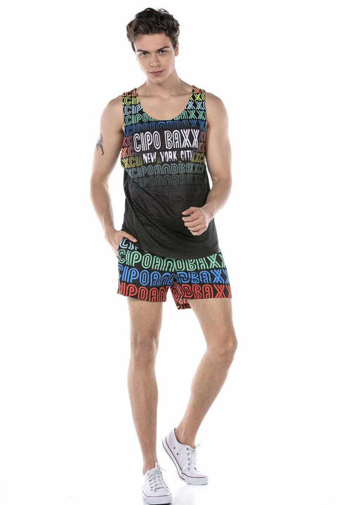 CUK246 Colorful Swim Shorts Undershirt Set