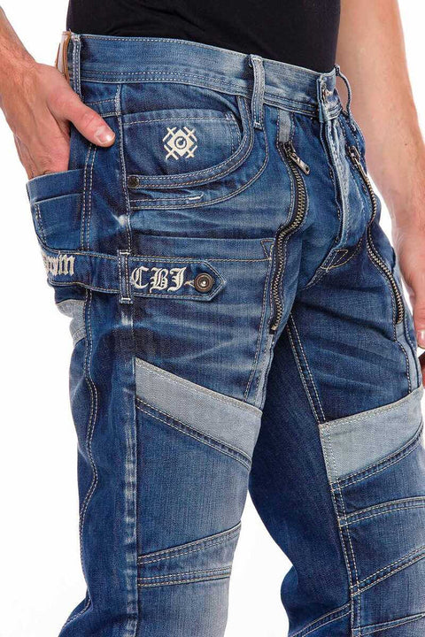 CD577 Piece Stitched Slim Fit Men's Jean Trousers