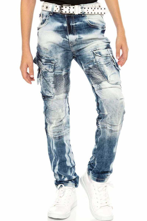 CDK103 Biker Style Cargo Pocket Boys' Jeans