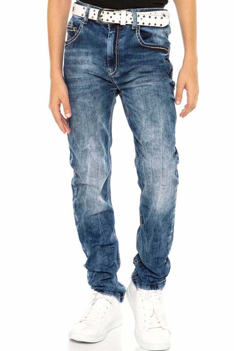 CDK104 Embroidered Basic Men's Jeans