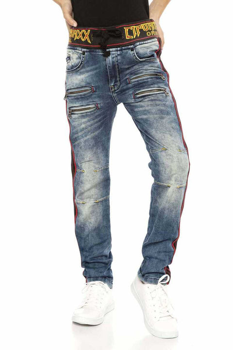 CDK106 Elastic Waist Striped Boy's Jeans