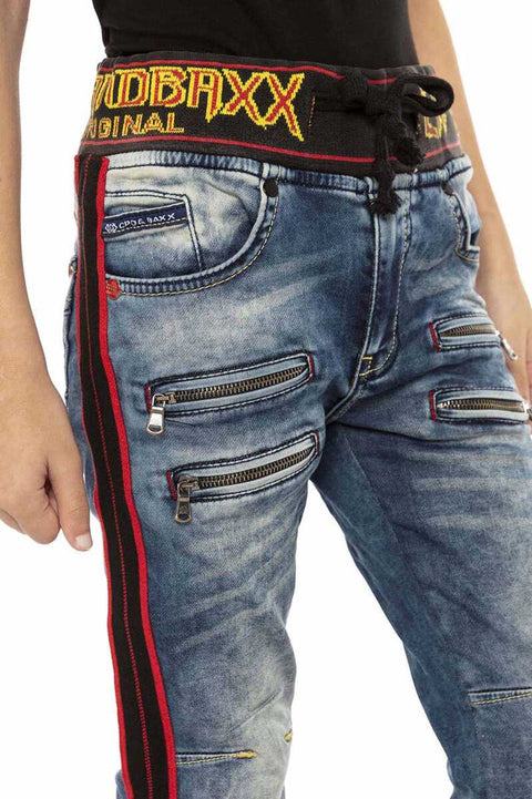 CDK106 Elastic Waist Striped Boy's Jeans