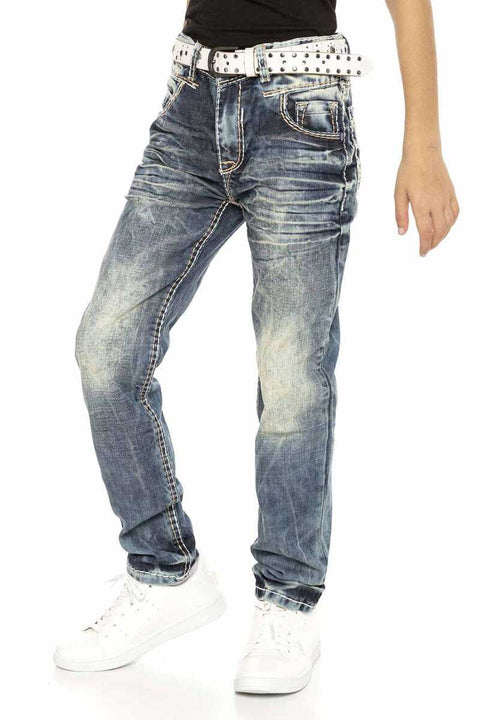 CDK112 Embroidered Vintage Style Boy's Jeans