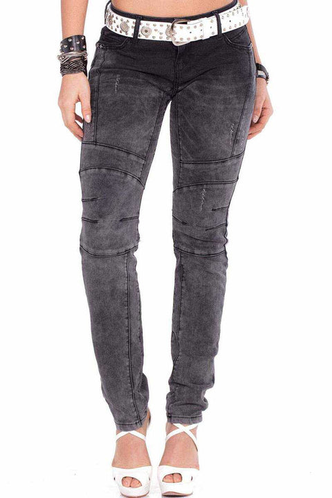 WD252 Distressed Stitched Jean Trousers