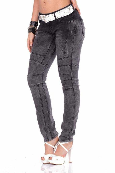 WD252 Distressed Stitched Jean Trousers