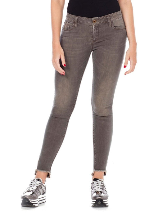 WD355 Slim Fit Women's Jean Trousers with Zippered Legs