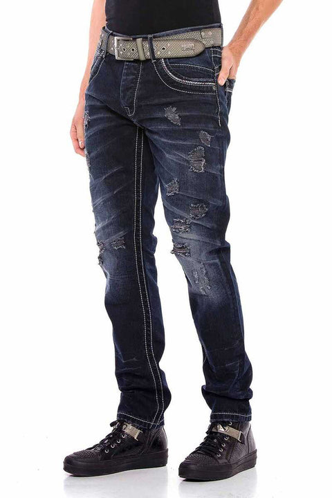 CD539 Basic Vintage Ripped Men's Jean Trousers