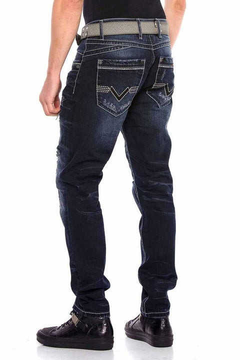 CD539 Basic Vintage Ripped Men's Jean Trousers