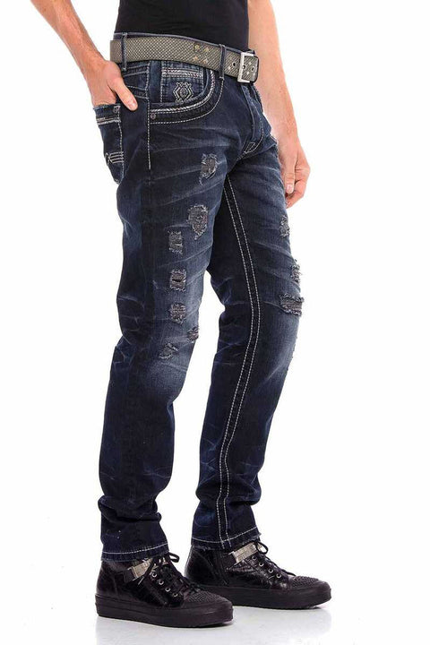 CD539 Basic Vintage Ripped Men's Jean Trousers