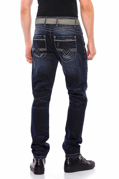 CD539 Basic Vintage Ripped Men's Jean Trousers