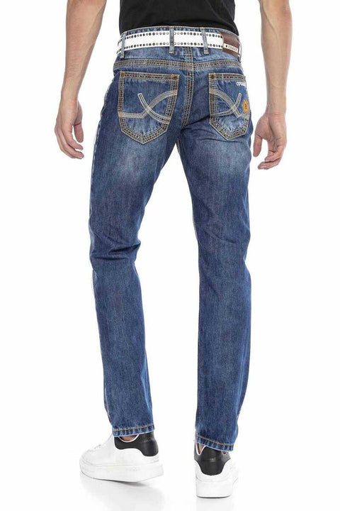 CD670 Pocket Detailed Destroyed Straight Fit Men's Jean Trousers