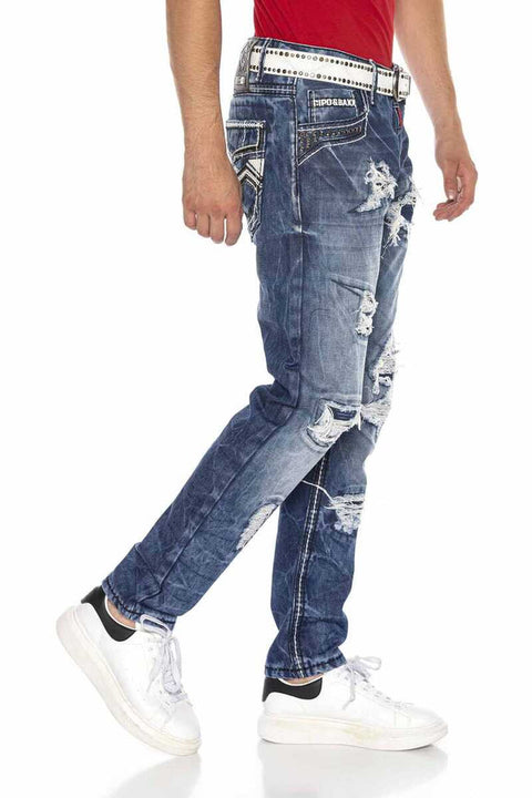 CD644 Pocket Detailed Relax Fit Destroyed Men's Jean Trousers