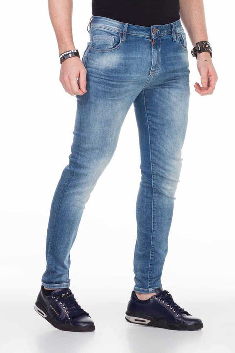 CD456 Washed Fabric Denim Basic Men's Jean Trousers