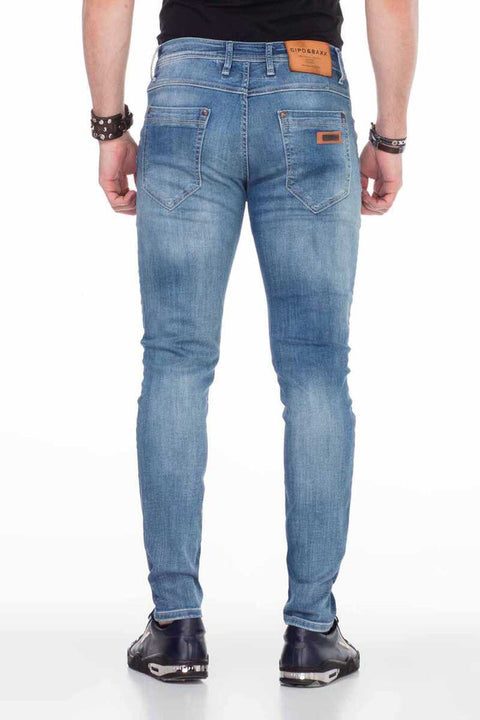 CD456 Washed Fabric Denim Basic Men's Jean Trousers