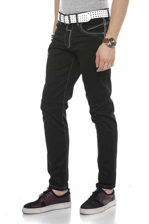 CD585 Back Pocket Embroidered Jean Trousers