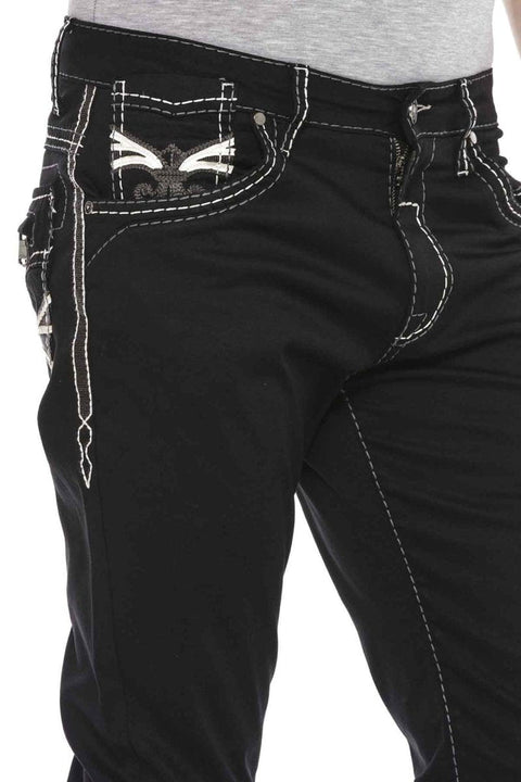 CD585 Back Pocket Embroidered Jean Trousers