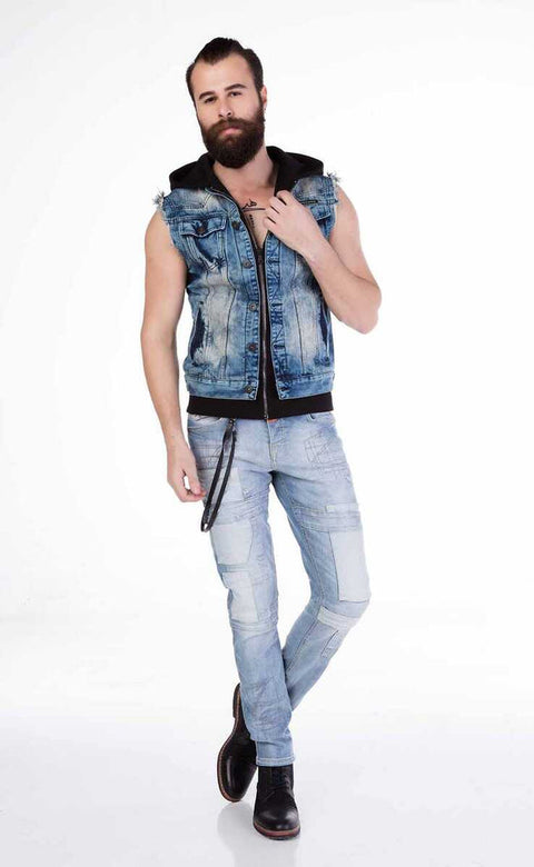 CW106 Hooded Reduced Style Denim Vest