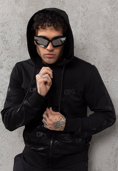 CL564 Marka Logo Baskılı Marjinal Kapşonlu Erkek Sweatshirt
