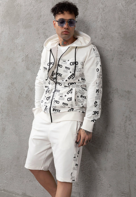 CL564 Marka Logo Baskılı Marjinal Kapşonlu Erkek Sweatshirt