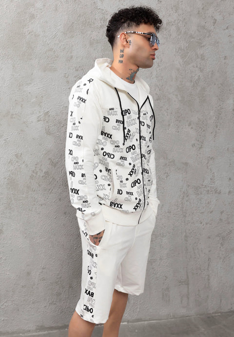 CL564 Marka Logo Baskılı Marjinal Kapşonlu Erkek Sweatshirt