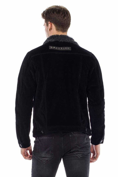 CJ231 Men's Velvet Jacket with Fur Inside Buttons
