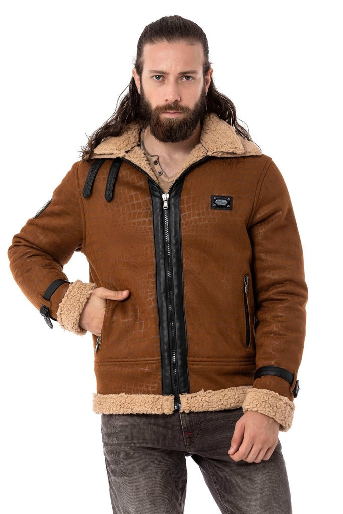 cipo & baxx CJ286 Furry Suede Jacket BLACK