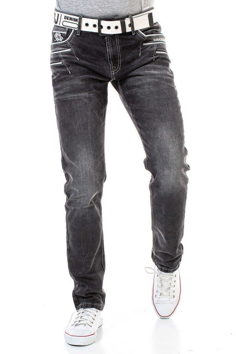 CD719 Piping Detailed Men's Jean Trousers