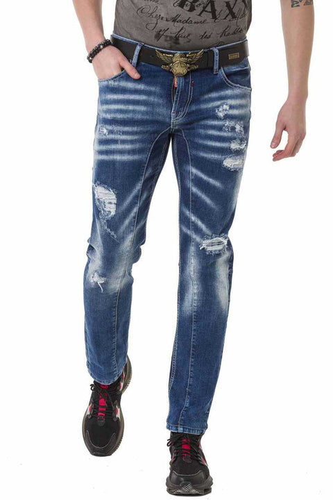 CD781 Ripped Patched Men's Jean Trousers