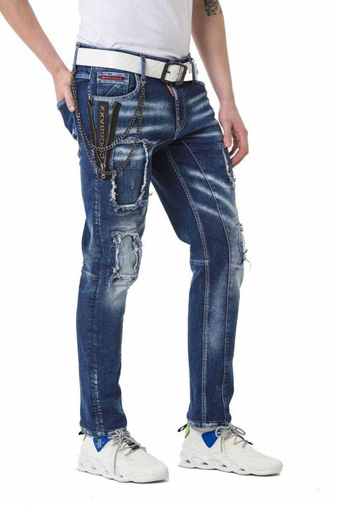 CD782 Ripped Patched Men's Jean Trousers