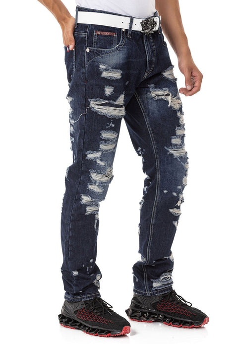 CD843 Ripped Detailed Loose Cut Design Men's Jean Trousers