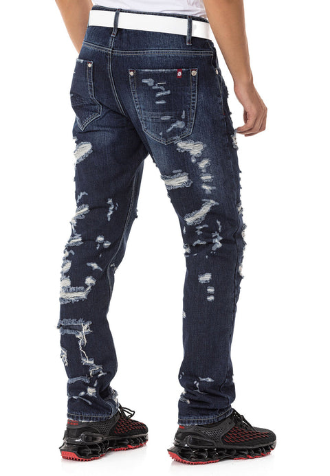 CD843 Ripped Detailed Loose Cut Design Men's Jean Trousers