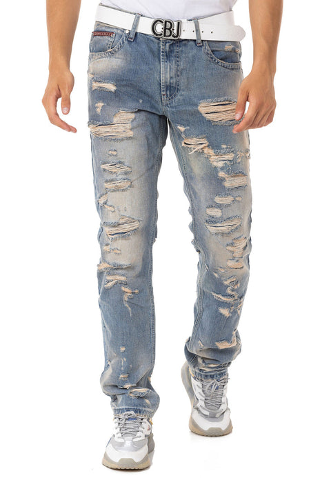 CD843 Ripped Detailed Loose Cut Design Men's Jean Trousers