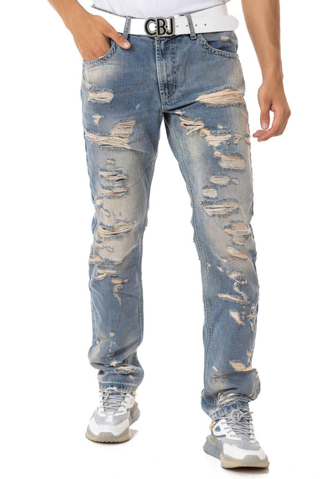 CD843 Ripped Detailed Loose Cut Design Men's Jean Trousers