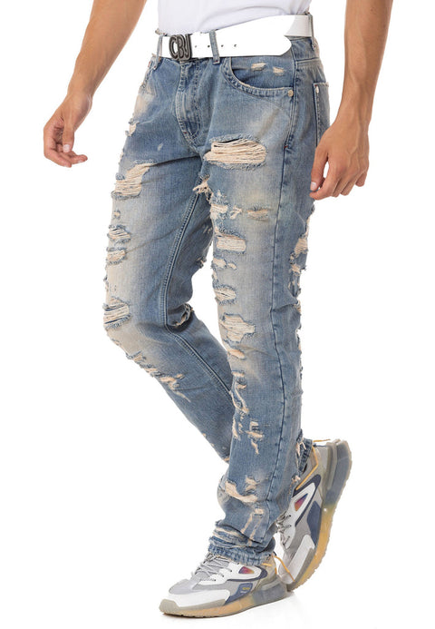 CD843 Ripped Detailed Loose Cut Design Men's Jean Trousers